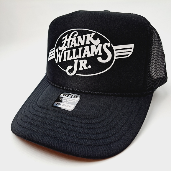 Hank Williams Jr. Bocephus Foam Trucker Mesh Snapback Cap Hat Black new - Picture 2 of 4